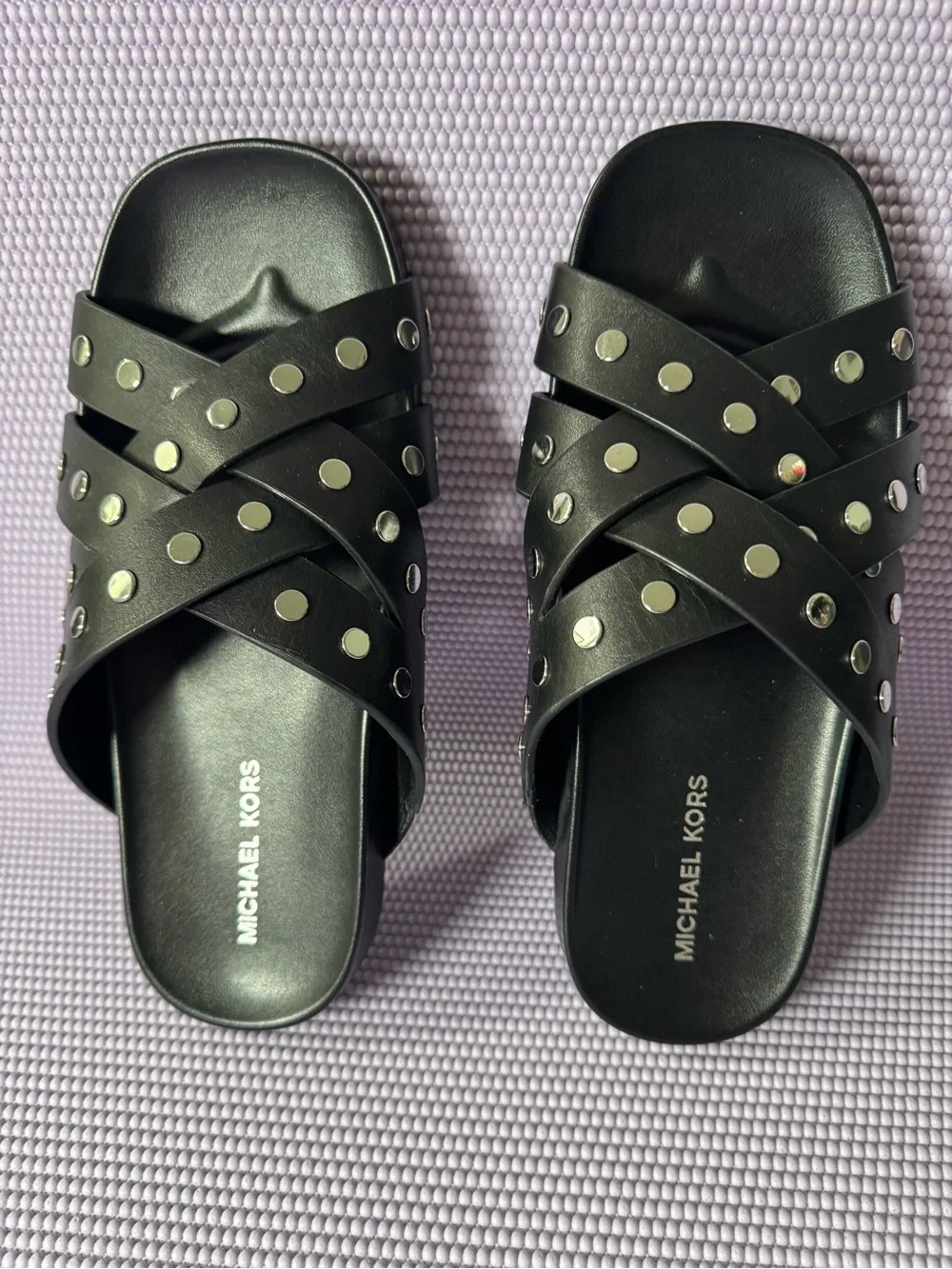 Michael Kors Irene Studded Leather Flat Sandal